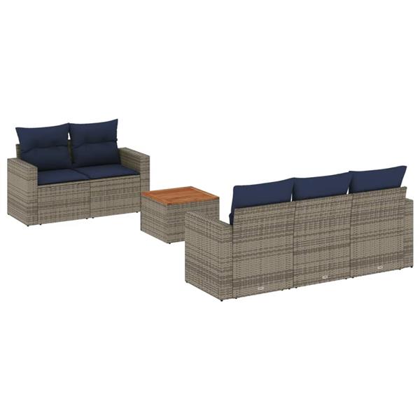 Grote foto vidaxl 6 delige loungeset met kussens poly rattan grijs tuin en terras tuinmeubelen