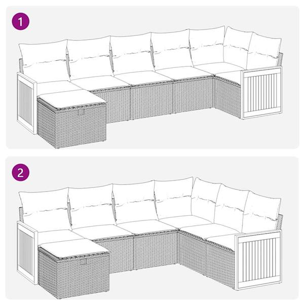 Grote foto vidaxl 7 delige loungeset met kussens poly rattan grijs tuin en terras tuinmeubelen