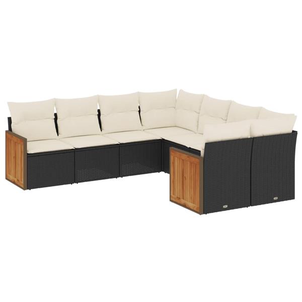 Grote foto vidaxl 8 delige loungeset met kussens poly rattan zwart tuin en terras tuinmeubelen