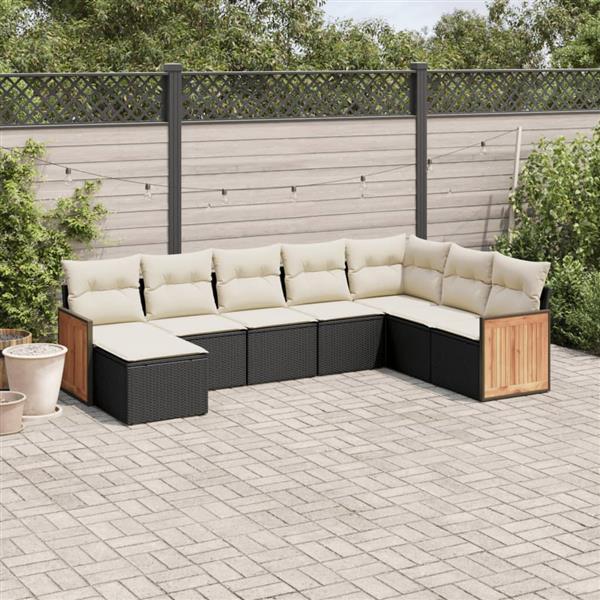 Grote foto vidaxl 8 delige loungeset met kussens poly rattan zwart tuin en terras tuinmeubelen