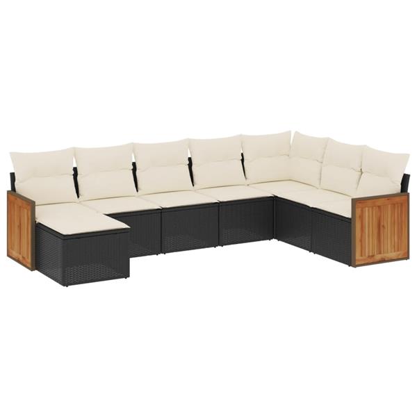 Grote foto vidaxl 8 delige loungeset met kussens poly rattan zwart tuin en terras tuinmeubelen