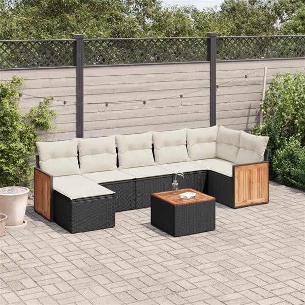 Grote foto vidaxl 8 delige loungeset met kussens poly rattan zwart tuin en terras tuinmeubelen