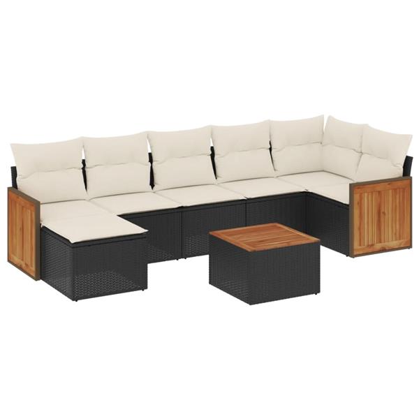 Grote foto vidaxl 8 delige loungeset met kussens poly rattan zwart tuin en terras tuinmeubelen
