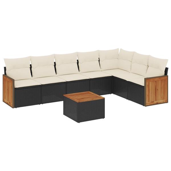 Grote foto vidaxl 8 delige loungeset met kussens poly rattan zwart tuin en terras tuinmeubelen