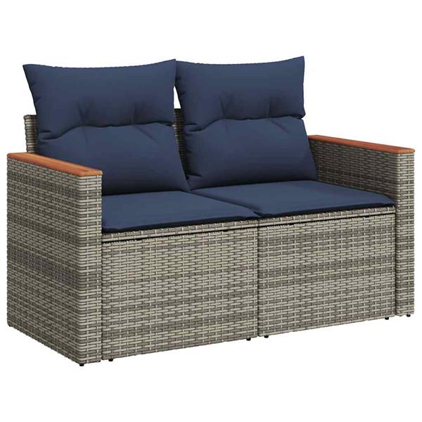 Grote foto vidaxl 5 delige loungeset met kussens poly rattan grijs tuin en terras tuinmeubelen