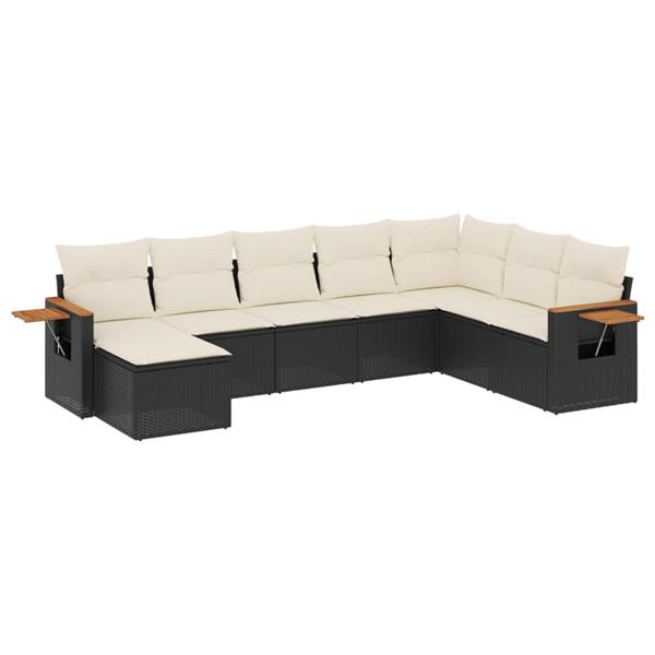Grote foto vidaxl 8 delige loungeset met kussens poly rattan zwart tuin en terras tuinmeubelen