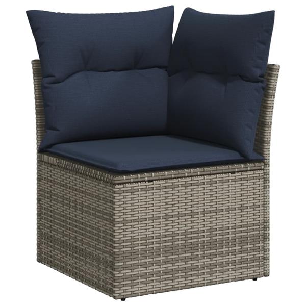 Grote foto vidaxl 5 delige loungeset met kussens poly rattan grijs tuin en terras tuinmeubelen