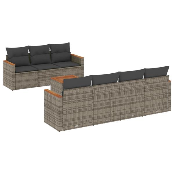 Grote foto vidaxl 8 delige loungeset met kussens poly rattan grijs tuin en terras tuinmeubelen