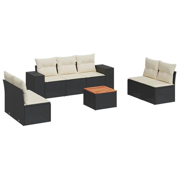 Grote foto vidaxl 8 delige loungeset met kussens poly rattan zwart tuin en terras tuinmeubelen