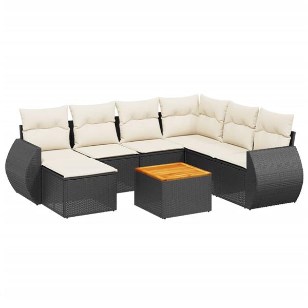 Grote foto vidaxl 8 delige loungeset met kussens poly rattan zwart tuin en terras tuinmeubelen