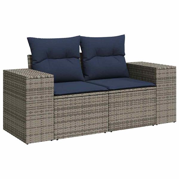Grote foto vidaxl 4 delige loungeset met kussens poly rattan grijs tuin en terras tuinmeubelen