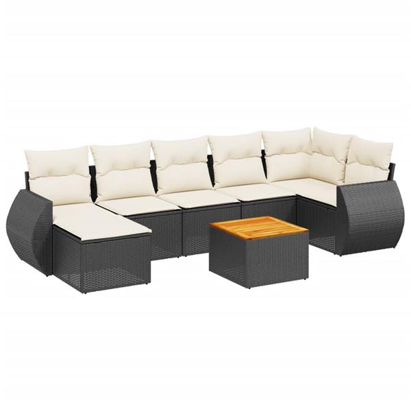 Grote foto vidaxl 8 delige loungeset met kussens poly rattan zwart tuin en terras tuinmeubelen