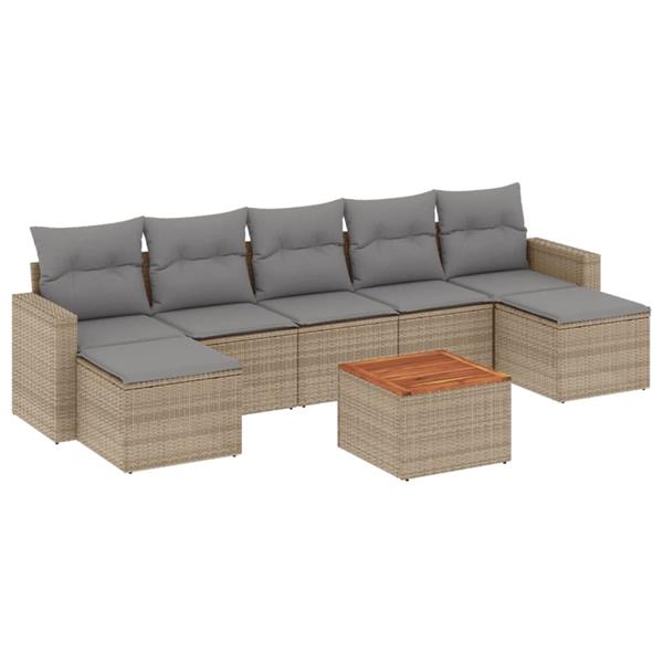 Grote foto vidaxl 8 delige loungeset met kussens poly rattan beige tuin en terras tuinmeubelen