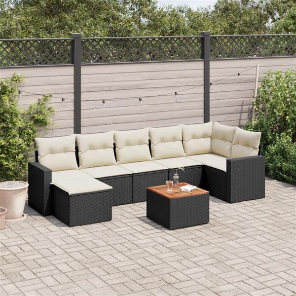 Grote foto vidaxl 8 delige loungeset met kussens poly rattan zwart tuin en terras tuinmeubelen
