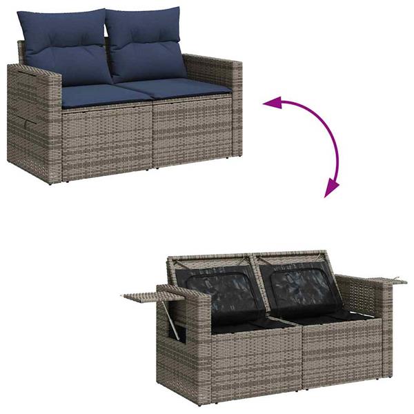 Grote foto vidaxl 6 delige loungeset met kussens poly rattan grijs tuin en terras tuinmeubelen