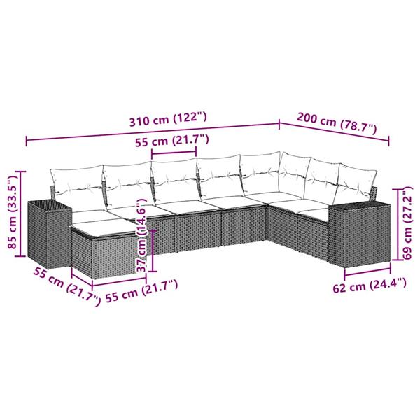 Grote foto vidaxl 6 delige loungeset met kussens poly rattan lichtgrijs tuin en terras tuinmeubelen