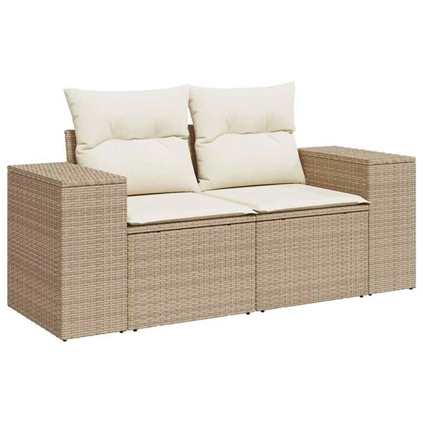 Grote foto vidaxl 6 delige loungeset met kussens poly rattan beige tuin en terras tuinmeubelen