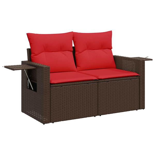 Grote foto vidaxl 4 delige loungeset met kussens poly rattan bruin tuin en terras tuinmeubelen