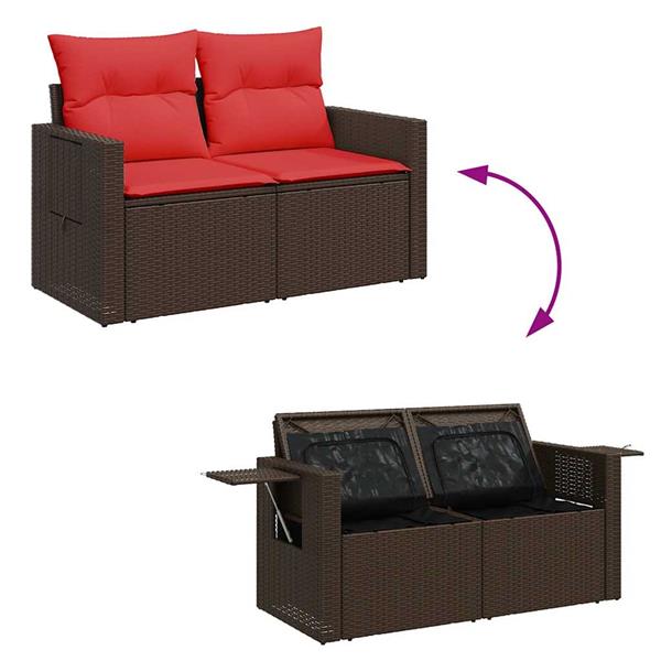 Grote foto vidaxl 4 delige loungeset met kussens poly rattan bruin tuin en terras tuinmeubelen