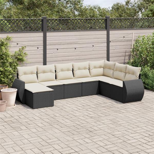 Grote foto vidaxl 8 delige loungeset met kussens poly rattan zwart tuin en terras tuinmeubelen