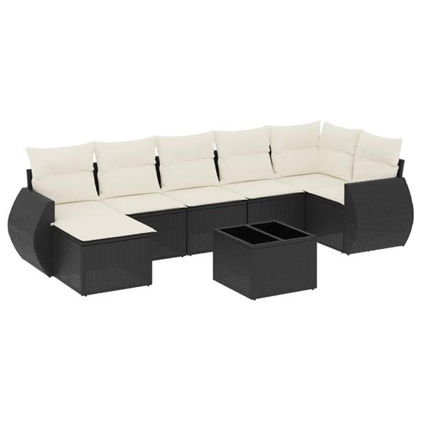 Grote foto vidaxl 8 delige loungeset met kussens poly rattan zwart tuin en terras tuinmeubelen