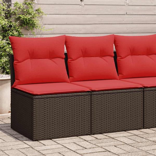 Grote foto vidaxl 2 delige loungeset met kussens poly rattan acacia bruin tuin en terras tuinmeubelen