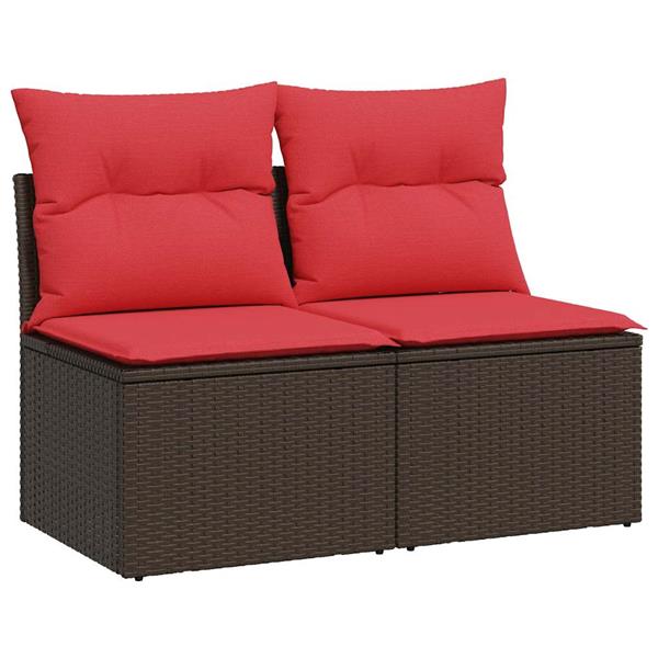 Grote foto vidaxl 2 delige loungeset met kussens poly rattan acacia bruin tuin en terras tuinmeubelen