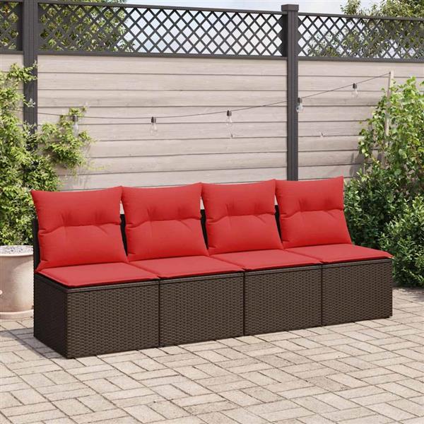 Grote foto vidaxl 2 delige loungeset met kussens poly rattan acacia bruin tuin en terras tuinmeubelen