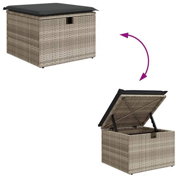 Grote foto vidaxl 6 delige loungeset met kussens poly rattan lichtgrijs tuin en terras tuinmeubelen