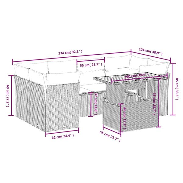Grote foto vidaxl 7 delige loungeset met kussens poly rattan zwart tuin en terras tuinmeubelen