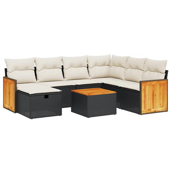 Grote foto vidaxl 8 delige loungeset met kussens poly rattan zwart tuin en terras tuinmeubelen