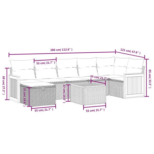 Grote foto vidaxl 8 delige loungeset met kussens poly rattan zwart tuin en terras tuinmeubelen