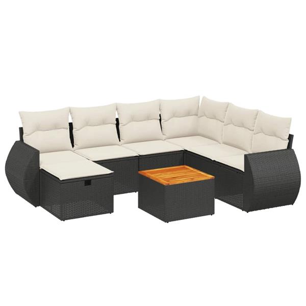 Grote foto vidaxl 8 delige loungeset met kussens poly rattan zwart tuin en terras tuinmeubelen