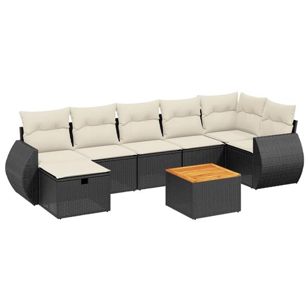 Grote foto vidaxl 8 delige loungeset met kussens poly rattan zwart tuin en terras tuinmeubelen
