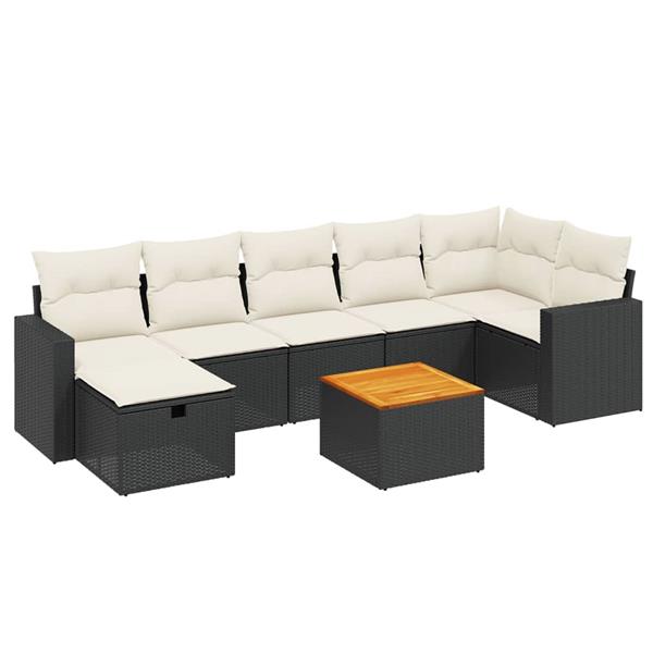 Grote foto vidaxl 8 delige loungeset met kussens poly rattan zwart tuin en terras tuinmeubelen