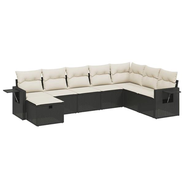 Grote foto vidaxl 8 delige loungeset met kussens poly rattan zwart tuin en terras tuinmeubelen