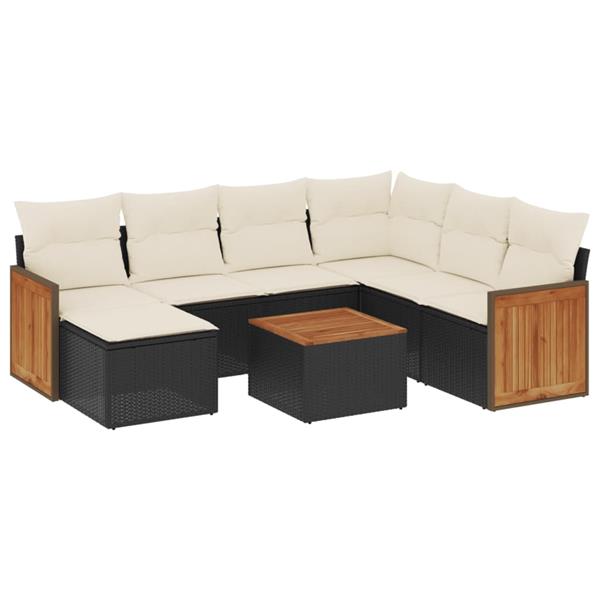 Grote foto vidaxl 8 delige loungeset met kussens poly rattan zwart tuin en terras tuinmeubelen