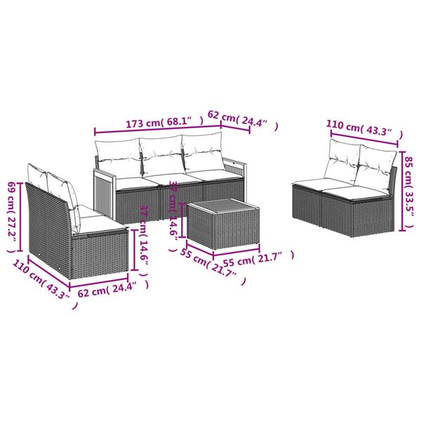 Grote foto vidaxl 8 delige loungeset met kussens poly rattan beige tuin en terras tuinmeubelen