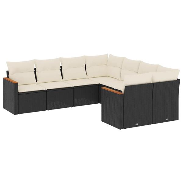 Grote foto vidaxl 8 delige loungeset met kussens poly rattan zwart tuin en terras tuinmeubelen
