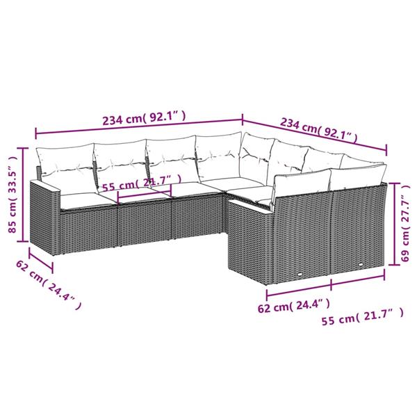 Grote foto vidaxl 8 delige loungeset met kussens poly rattan zwart tuin en terras tuinmeubelen
