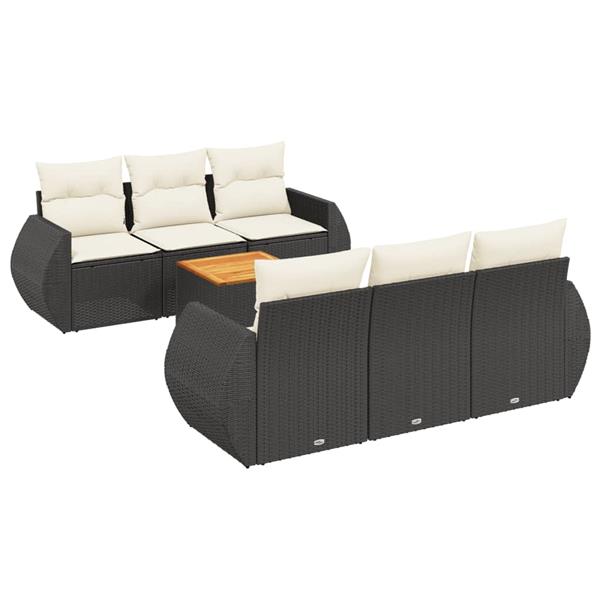 Grote foto vidaxl 7 delige loungeset met kussens poly rattan zwart tuin en terras tuinmeubelen
