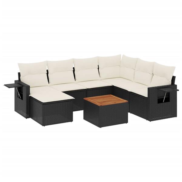Grote foto vidaxl 8 delige loungeset met kussens poly rattan zwart tuin en terras tuinmeubelen