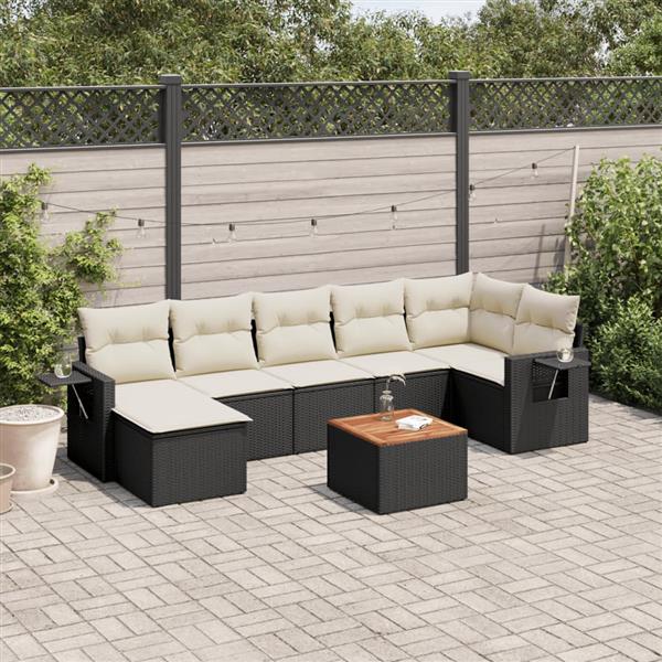 Grote foto vidaxl 8 delige loungeset met kussens poly rattan zwart tuin en terras tuinmeubelen