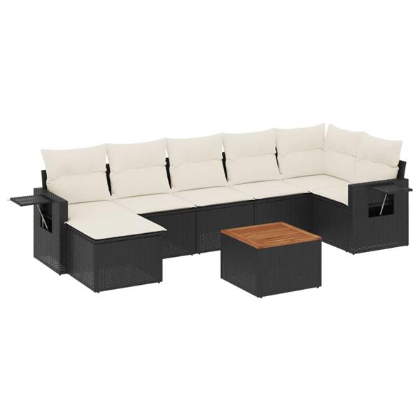 Grote foto vidaxl 8 delige loungeset met kussens poly rattan zwart tuin en terras tuinmeubelen