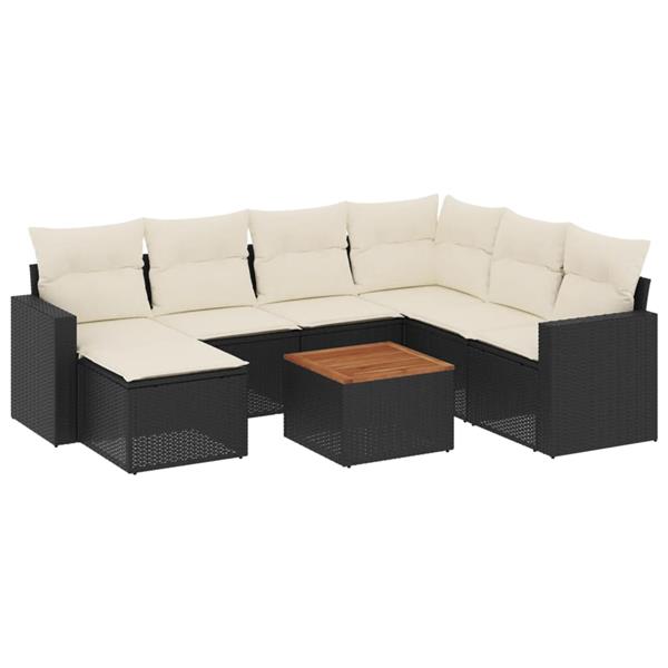 Grote foto vidaxl 8 delige loungeset met kussens poly rattan zwart tuin en terras tuinmeubelen
