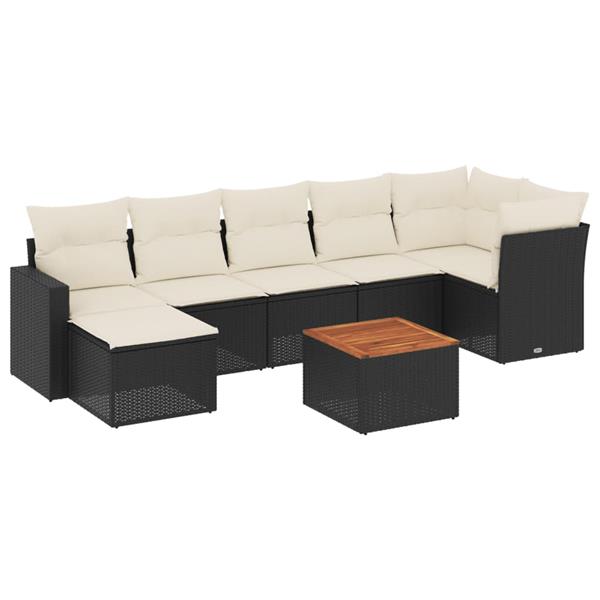 Grote foto vidaxl 8 delige loungeset met kussens poly rattan zwart tuin en terras tuinmeubelen