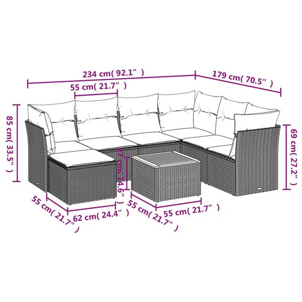 Grote foto vidaxl 8 delige loungeset met kussens poly rattan zwart tuin en terras tuinmeubelen