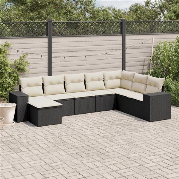 Grote foto vidaxl 8 delige loungeset met kussens poly rattan zwart tuin en terras tuinmeubelen