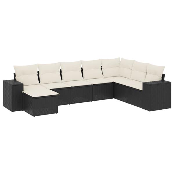 Grote foto vidaxl 8 delige loungeset met kussens poly rattan zwart tuin en terras tuinmeubelen