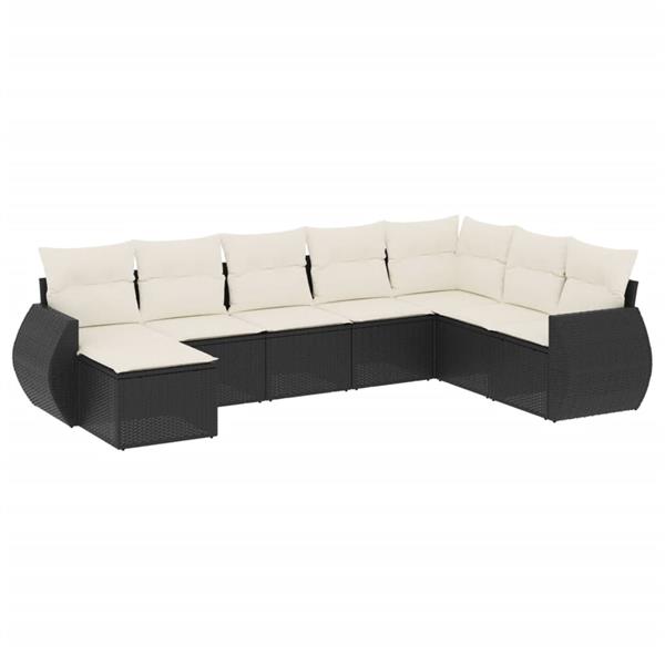 Grote foto vidaxl 8 delige loungeset met kussens poly rattan zwart tuin en terras tuinmeubelen